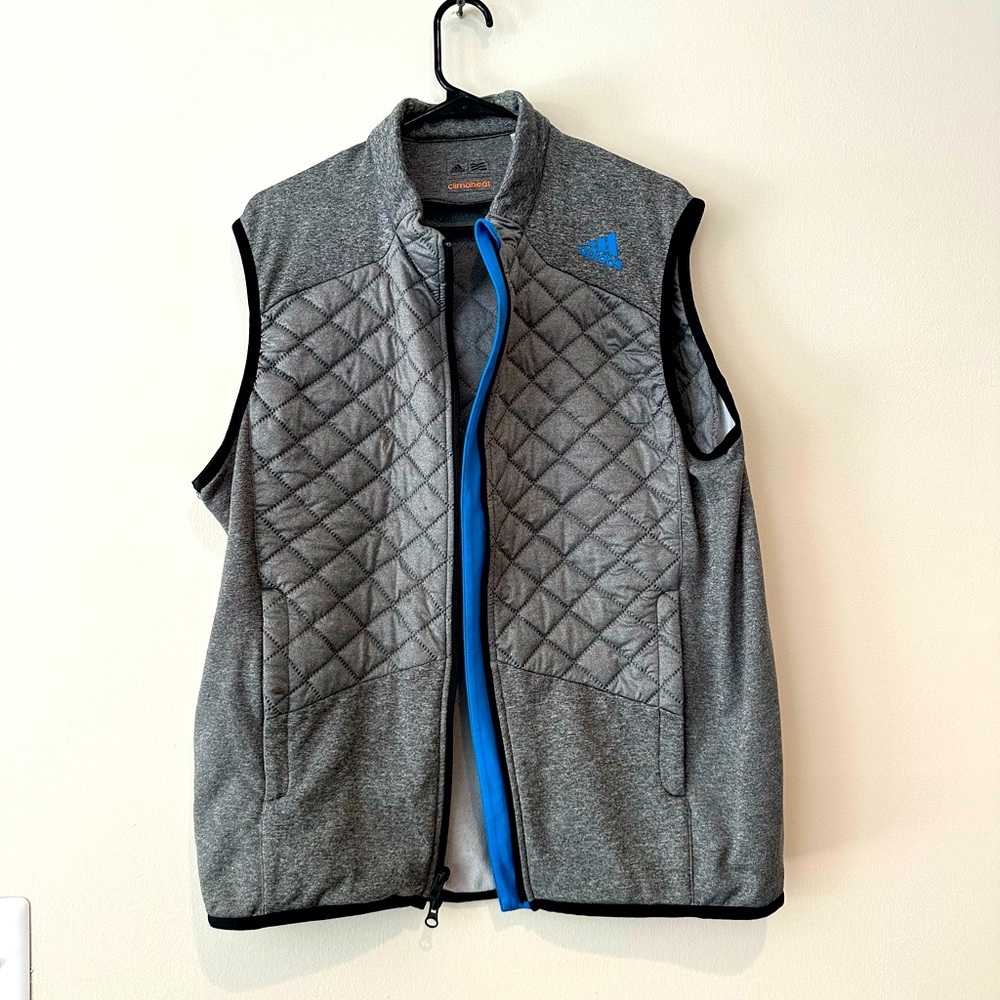 Climaheat men’s ADIDAS vest. Size: L. Gray & blue, lightweight.